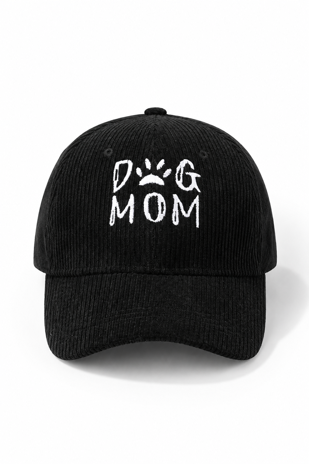 Casquette en velours côtelé -Dog mom -noir
